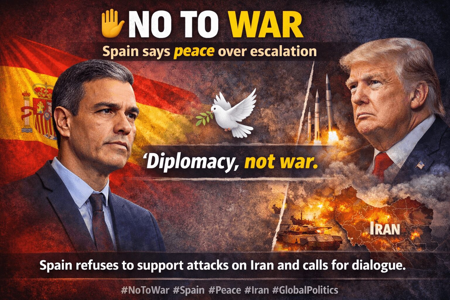 No to War Sanchez Spain Trump Iran